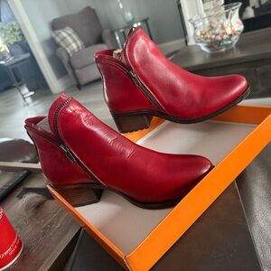 Miz Mooz Red Ankle Booties with Block Heel